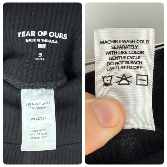 Year of Ours 9 to 5 Ribbed Slit Hem Legging in Black | Small - Picture 8 of 8